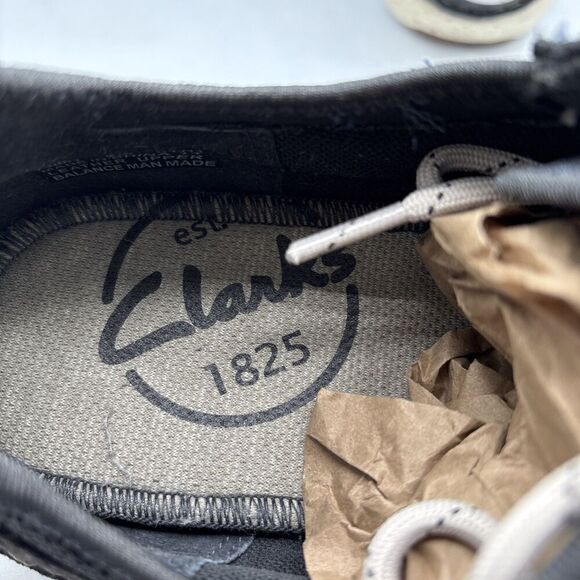 CLARKS Allston Edge Mens Leather Boat Shoe Navy Nubuck 9M Marine Blue lace up - Picture 6 of 8